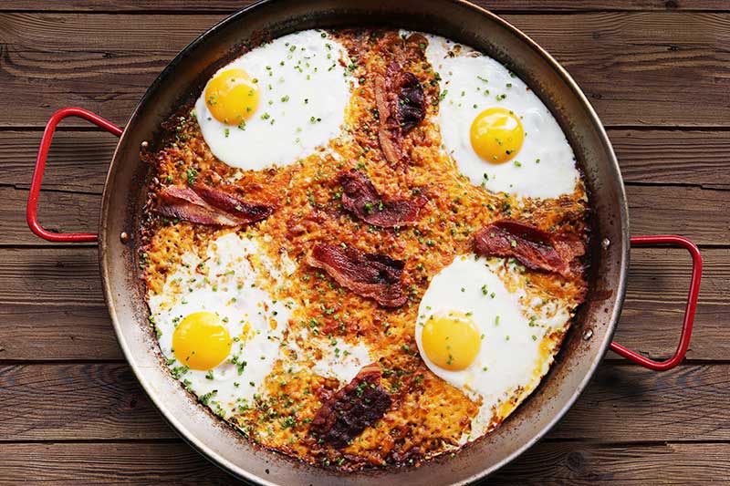 Bacon, Egg and Cheese Paella for Brunch